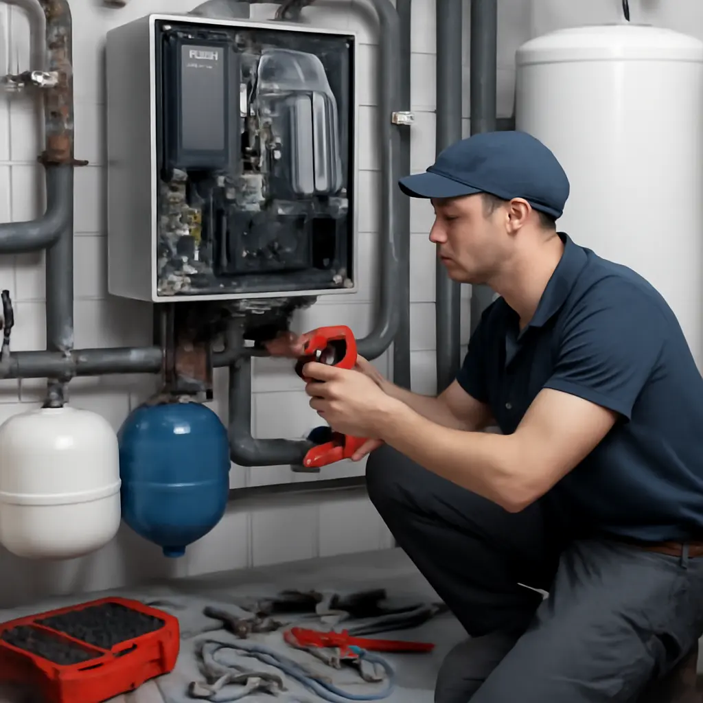 Специалист выполняет монтаж инженерных систем в помещении