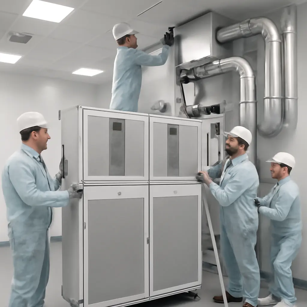 Современный монтаж инженеры Команда специалистов выполняет модульный монтаж инженерных систем